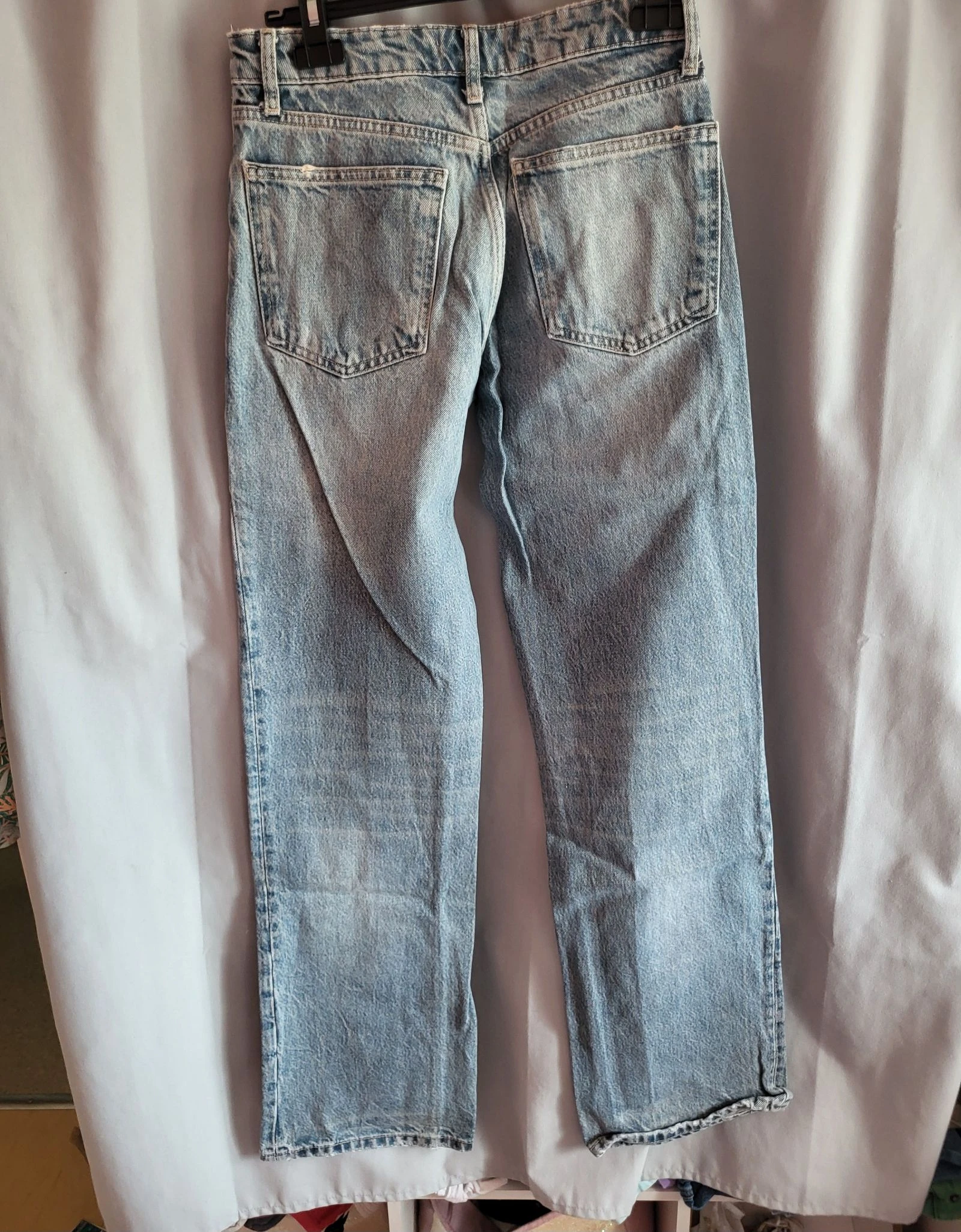 Jean droit bleu delavé zara  – photo 6